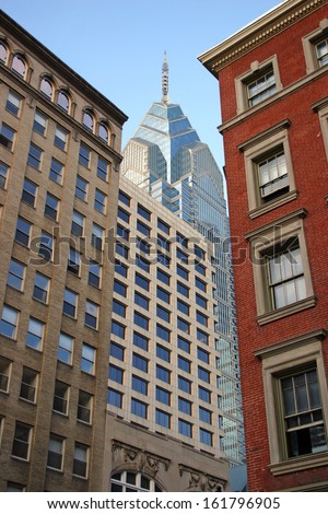 The skyline of several buildings in Philadelphia, Pennsylvania