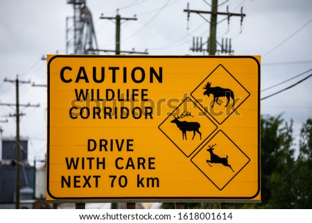 Warning Sign of Wildlife in Canada