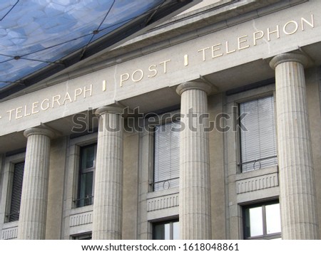 Ancient 19th Century Goverment Building hosting Post Telegraph Department of Switzerland