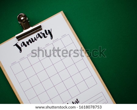 Simple desk calendar for January 2020. Place for text. Deadline concept with sheet of monthly calendar