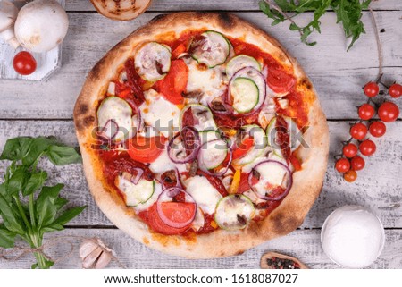 pizza with meat and sauce 