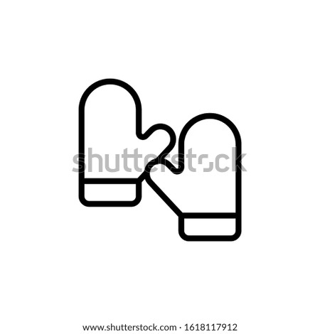 Wool gloves vector icon in outline, lineart style isolated on white background