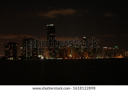 a view of the Miami skyline at night
