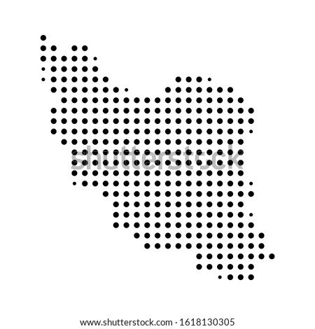 Dotted map of Iran on the white background