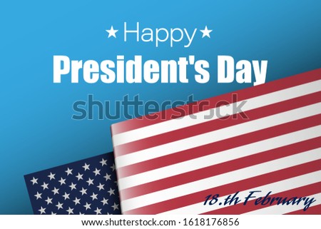 Happy Presidents' Day Typography. Over Distressed color clean Background with American Flag Border. Vector banner 18th february american holiday