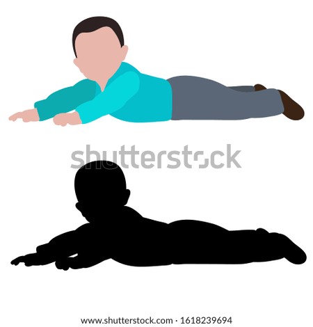 white background, the baby lies