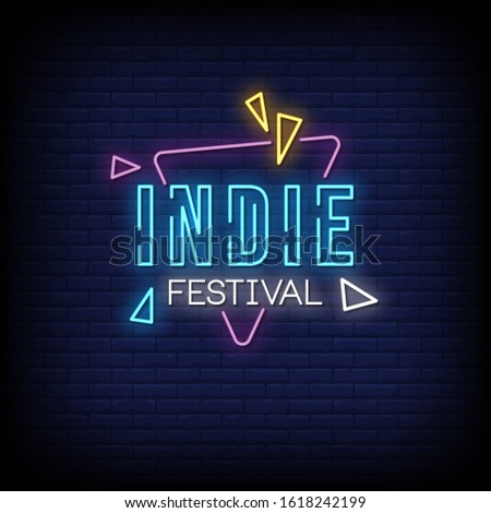 Indie Festival Neon Signs Style Text Vector