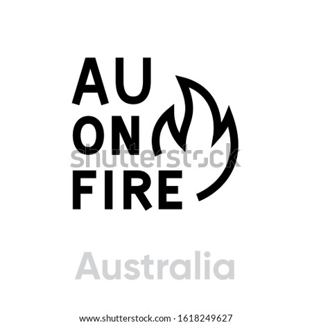 Australia on Fire Abstract logo, icon, symbol. Editable line illustration on white background