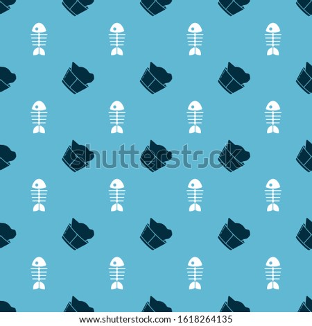 Set Veterinary clinic symbol and Fish skeleton on seamless pattern. Vector