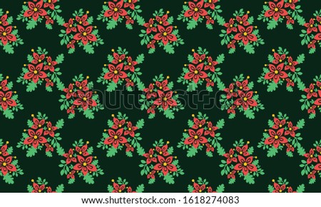 Red flower background for Romantic Christmas, with elegant leaf and flower design concept.
