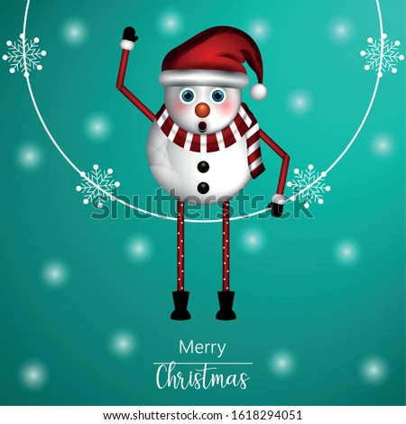 Merry christmas greeting card with christmas characters - Vector