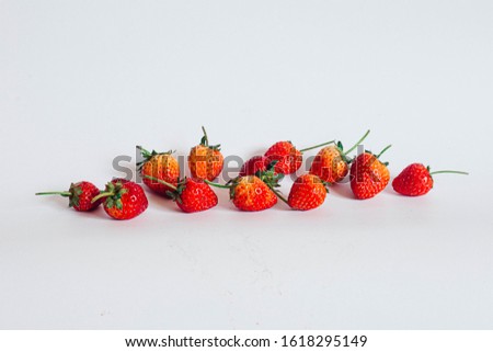 Beautiful red strawberries on white background Royalty-Free Stock Photo #1618295149