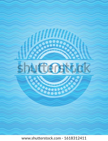 Laconic sky blue water emblem. Vector Illustration. Detailed.