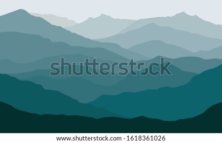 Vector illustration green mountain landscape.