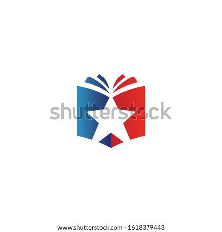 book logo vector with star template