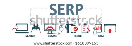 SERP Search Engine Result Page vector illustration concept - SERP are the pages displayed by search engines in response to a query by a searcher Royalty-Free Stock Photo #1618399153