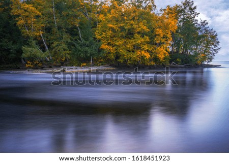 Long exposure landscape for a river flow in Porcupine Mountains Wilderness State Park, Michigan.
