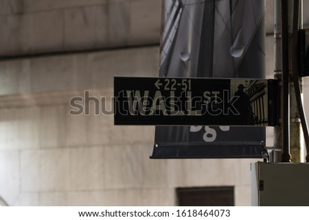 Wall Street Sign In New York City's Financial District.