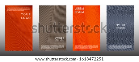 Simple halftone lines cover page templates vector set. Business graphic design. Placard halftone backgrounds collection. Brochure covers with lines, curves geometry. Title paper leaflets.