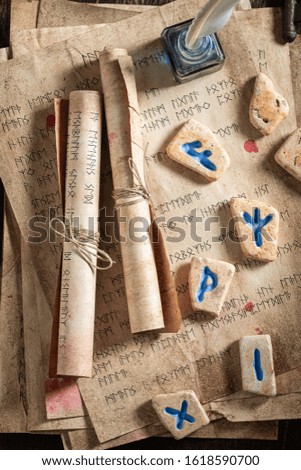 Original runic divination by stones based on antique scrolls