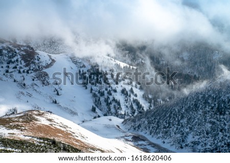 Wild winter mountains, background photo, Carpathian landscape