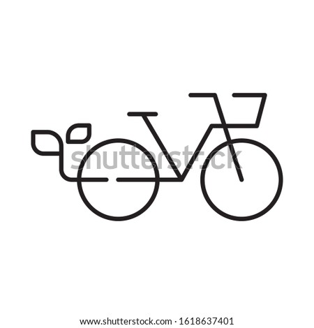 Eco bike with leaf logo template vector green bicycle icon design