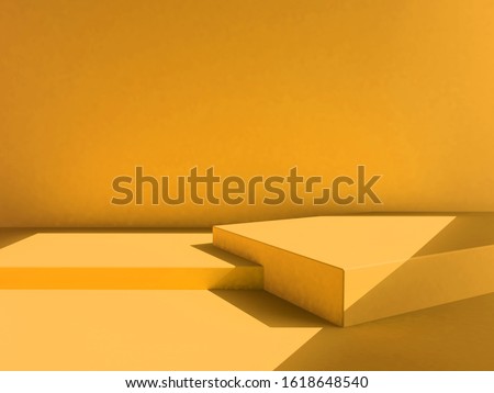 yellow background, yellow backdrop, scene, yellow color mood tone. 3d rendering wallpaper studio set Royalty-Free Stock Photo #1618648540