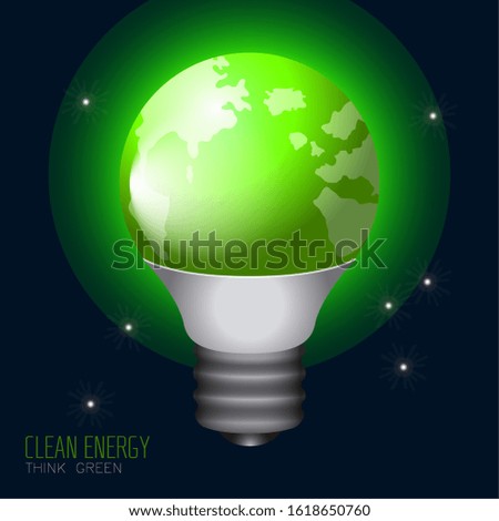 Green lightbulb. Clean energy concept - Vector illustration