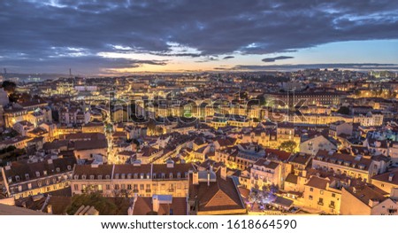  Lisbon skyline at colourful sunrise