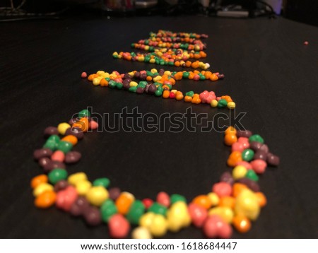 Candy sign made from hard candy pieces