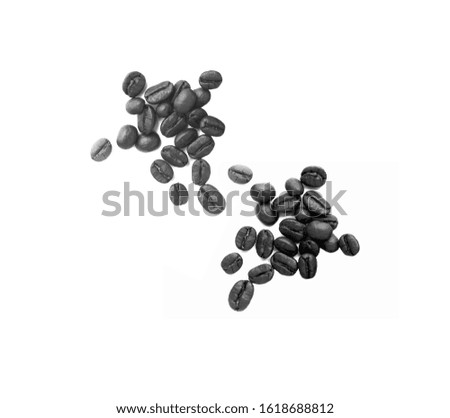 A picture of a black and white coffee bean on a white background