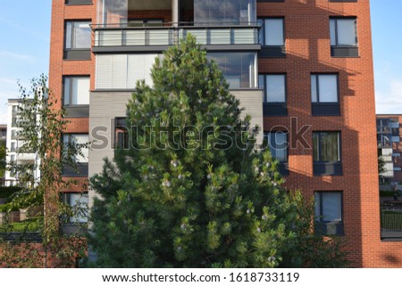 Finland, Jyvaskyla, apartment building facade