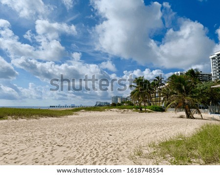 Ocean and white sand in Miami Florida. Summer time. Vacation