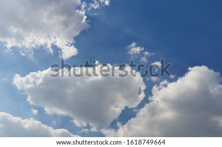 Cumulus cloud on beautiful blue sky , Fluffy clouds formations at tropical zone, Cambodia