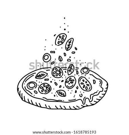 Pizza freehand drawing-vector illustration.
Doodle style.
