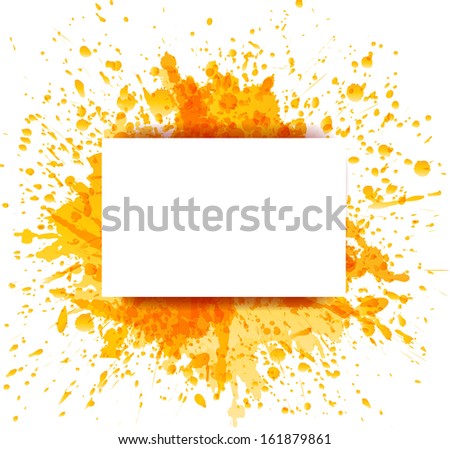 Grunge background with yellow splash and place for your text. Vector illustration.