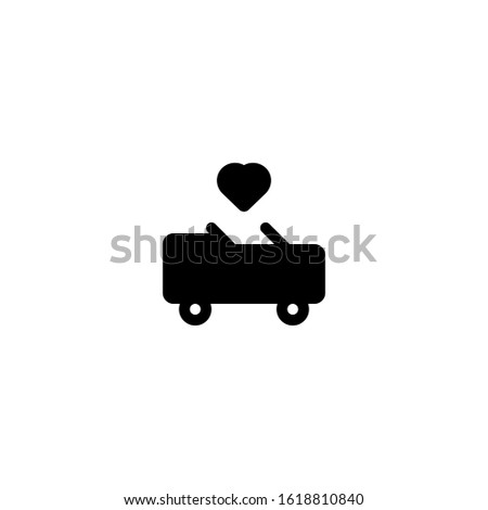 Wedding Car Couple Marriage Icon, Logo, Vector