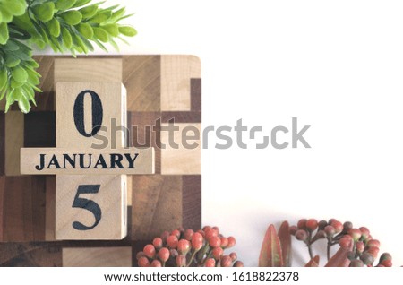 January 5, Cover calendar design in natural concept.