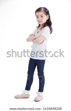 Littile cute girl isolated on white background
