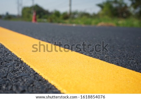 Yellow traffic line After completing the construction