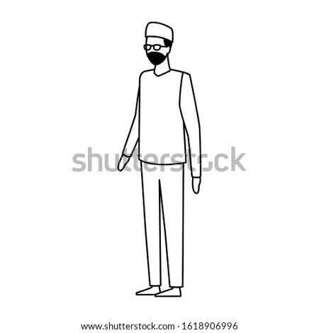 medical doctor man standing over white background, flat design, vector illustration