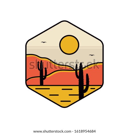 simple logo badge desert design illustration, for t-shirt prints, patches, emblems, posters, badges and labels and other uses