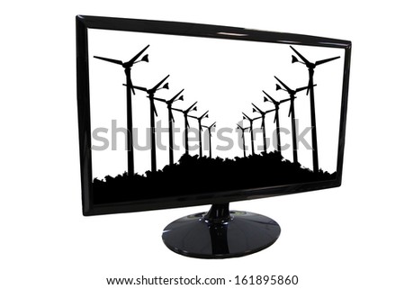 The Picture Design Silhouette Wind turbines in Frame LED computer screen.