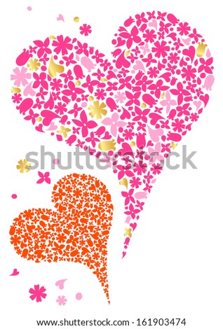 Shape of Heart made of many flowers 