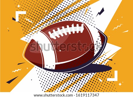 Vector illustration of an American football ball in pop art style