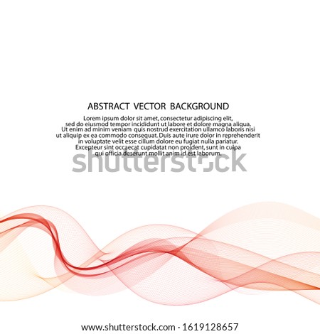 Abstract red lines. Vector background. Red smoky wave.