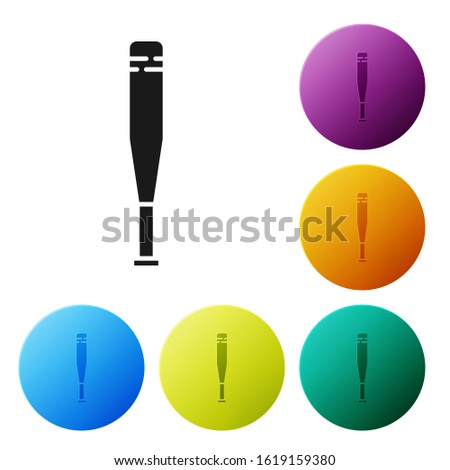 Black Baseball bat icon isolated on white background. Set icons colorful circle buttons. Vector Illustration