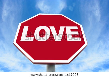 love sign on an octagonal stop sign background.