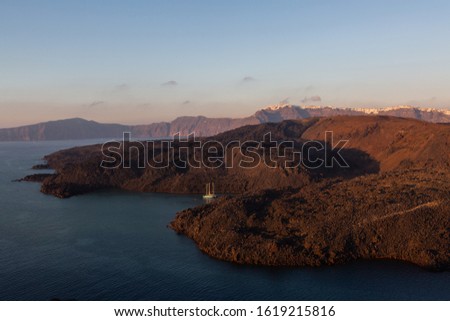 Views from Palea Kameni, volcanic islands near Santorini