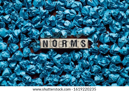 Norms word concept on cubes Royalty-Free Stock Photo #1619220235